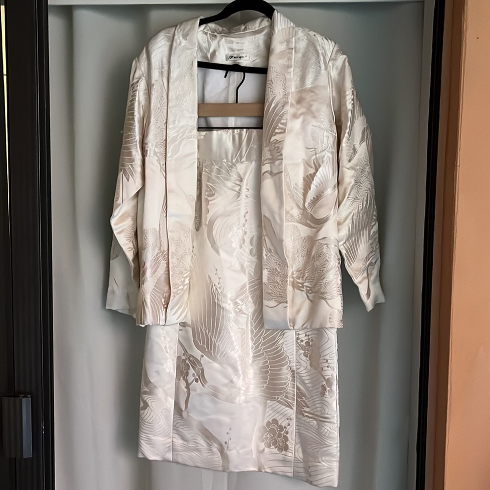 Japanese inspired white skirt/suit set